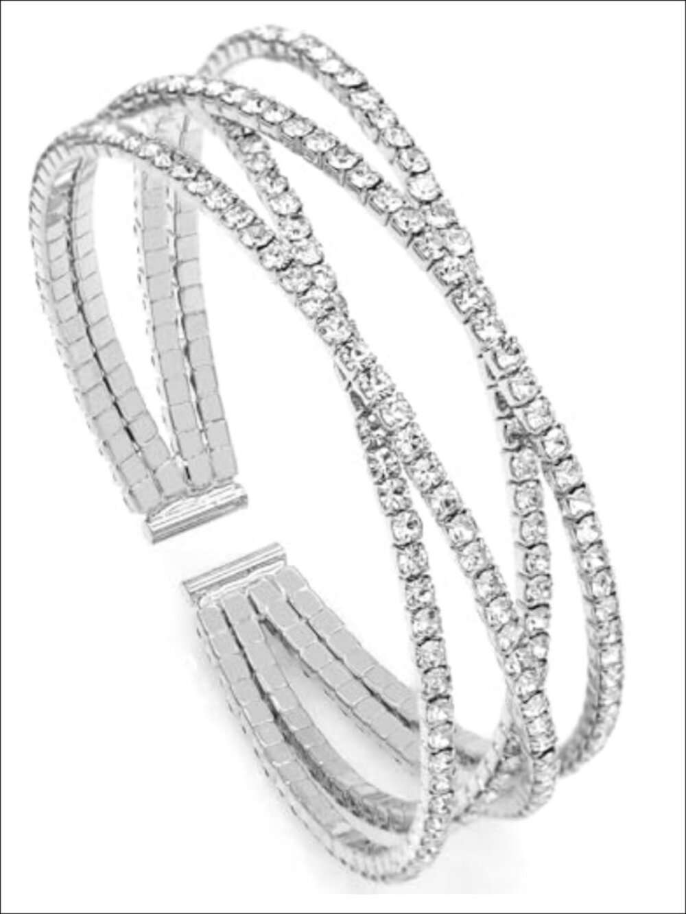 Rhinestone Cuff Bracelet Sparkling Crystal Tennis Bangle
